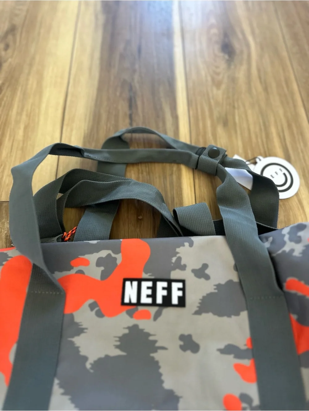 Neff Gray & Orange Camo Men’s Duffel Bag NWT